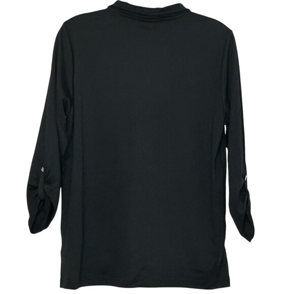 NWT Rebecca Malone Large Caviar 3/4 Sleeve Blouse with Embellishments Zipper - Picture 2 of 11